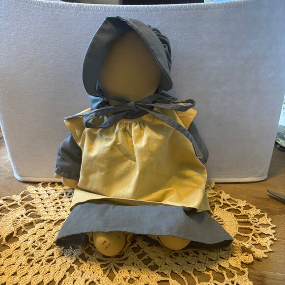 Primitive Fabric Doll Pair  Set Amish Mennonite Faceless Folk Art Boy Girl Decor - Picture 2 of 9